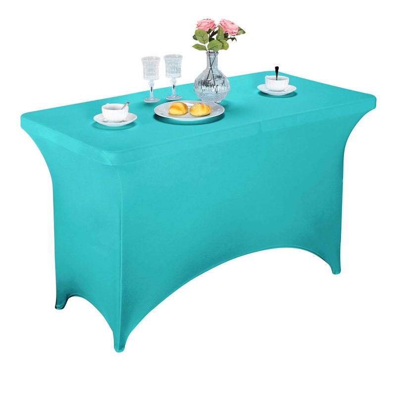 LZY Spandex Fitted Stretch Table Cover for 4ft or 6ft or 8ft Folding Table, Rectangular Cocktail Tablecloth, Perfect for Party or Banquet - Image 1